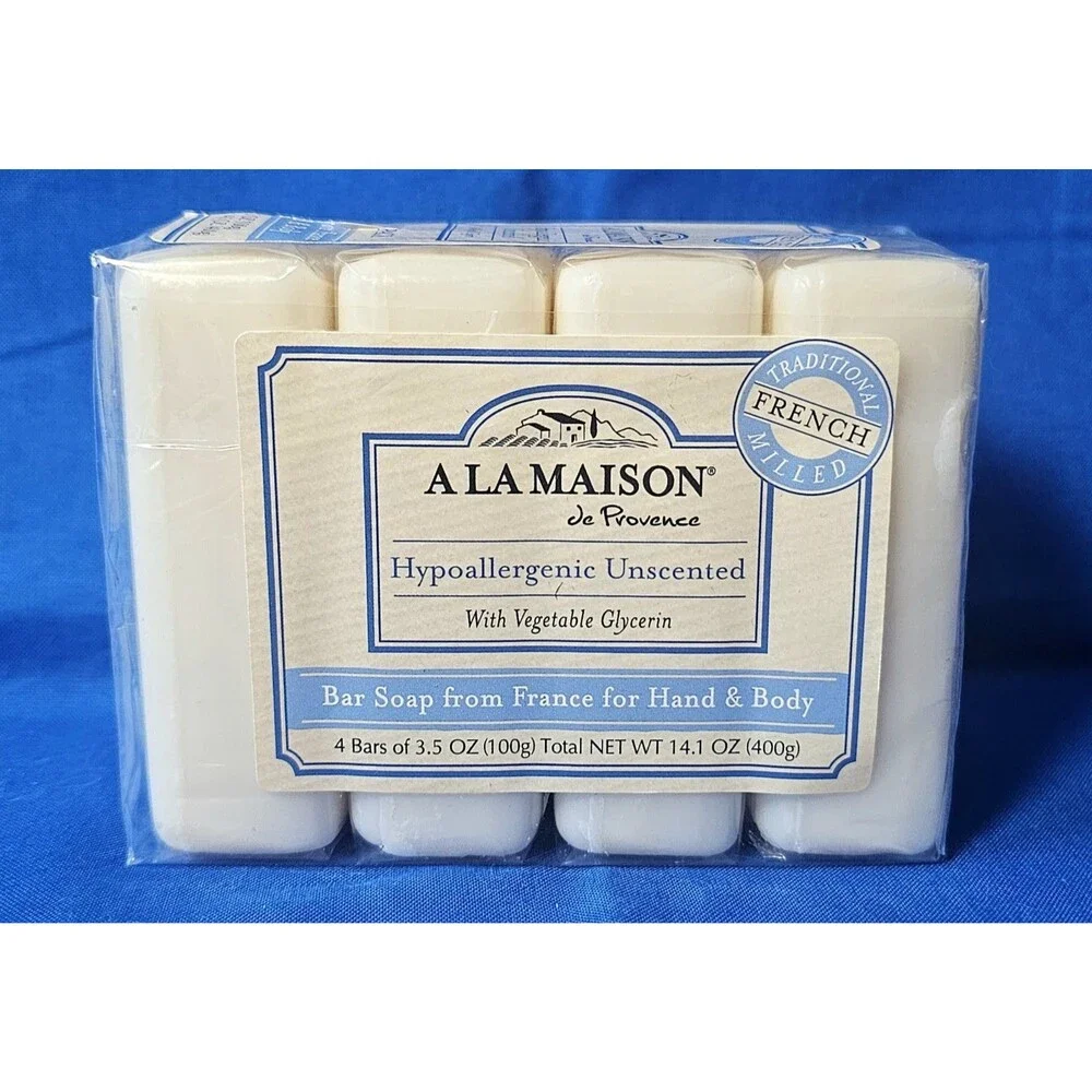 (3) A La Maison Hypoallergenic Unscented French Milled Bar Soap (3 Packs of 4)
